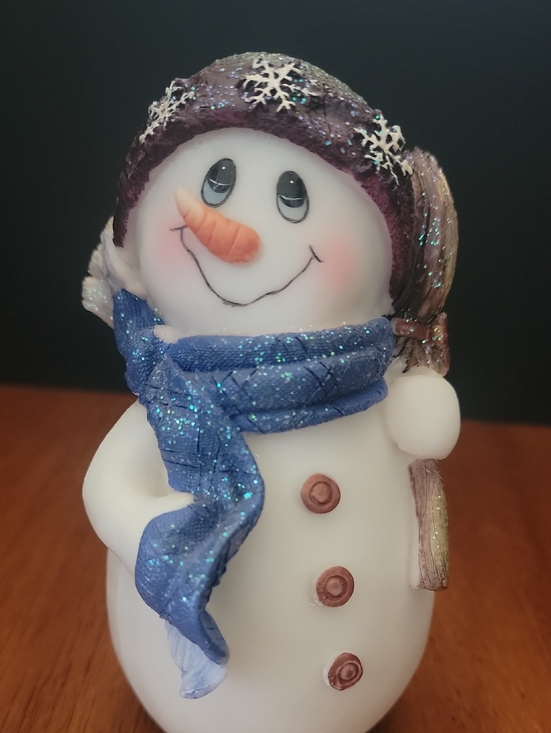 Other - Sparkling Snowman Figurine with Blue Scarf